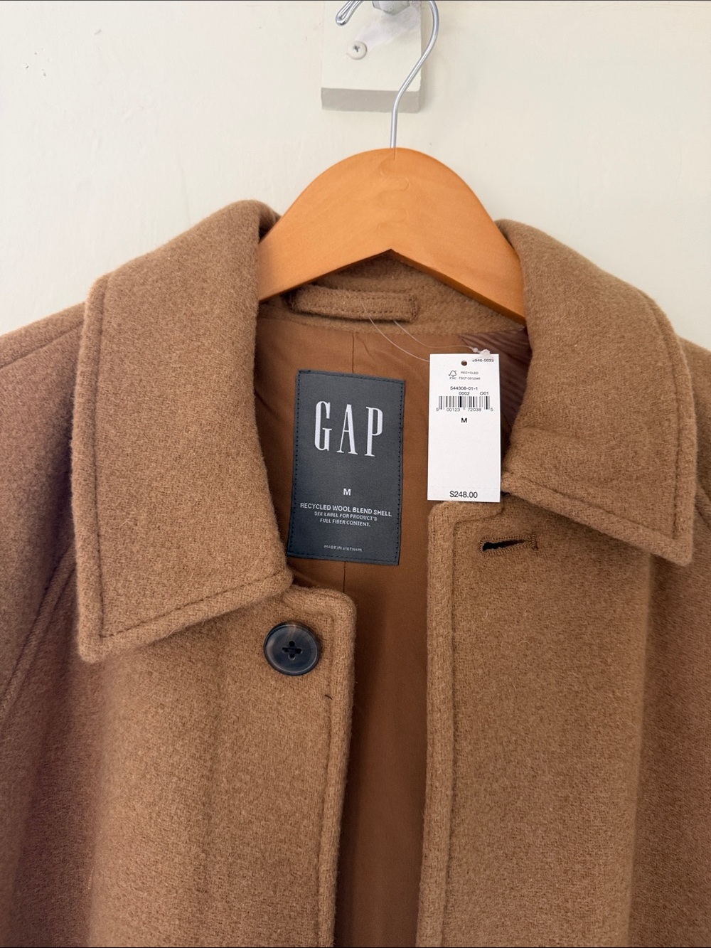 GAP Men's Camel Wool-Blend Pea Coat